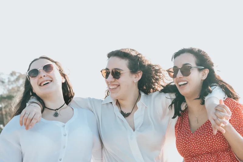 Three friends enjoying a day outdoors